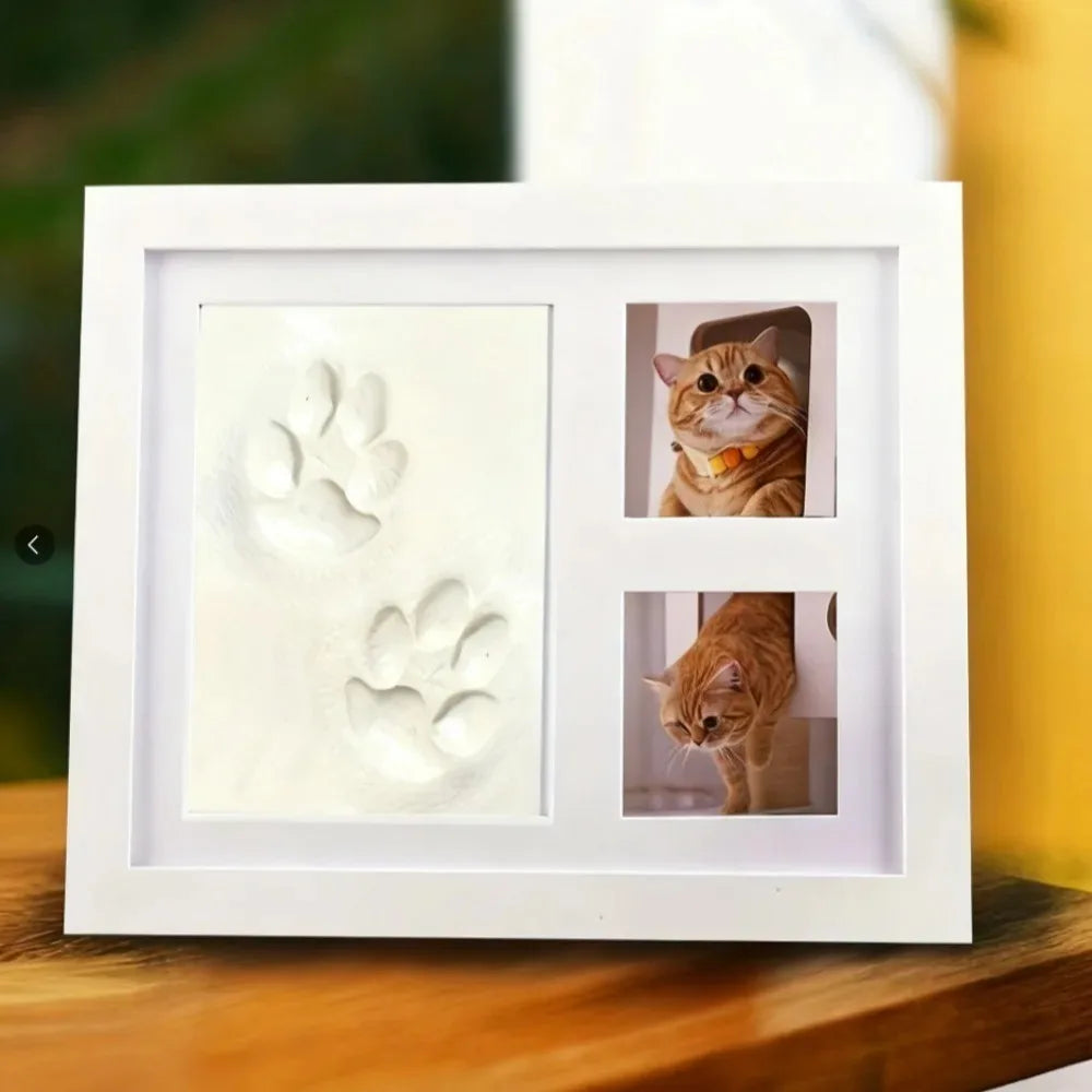 DIY Pet Paw Print Memorial Kit with Photo Frame - Wood