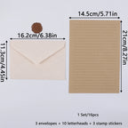 Letter Writing Set with Wax Seal Stickers - 32 pieces - Kraft brown
