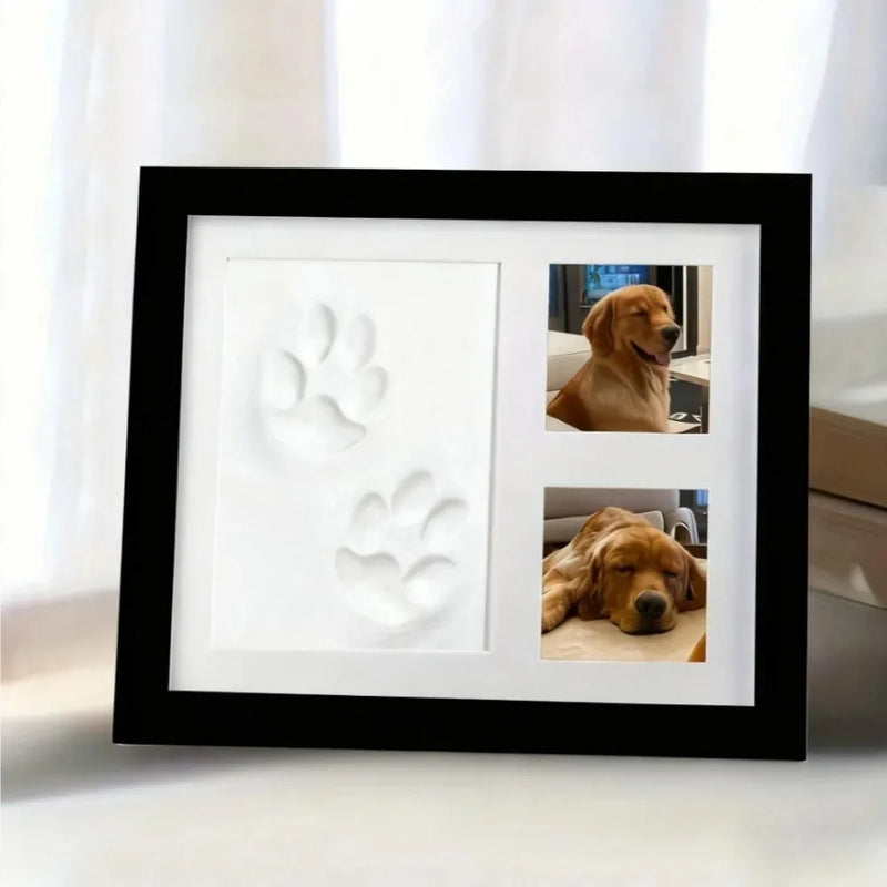 DIY Pet Paw Print Memorial Kit with Photo Frame - Wood