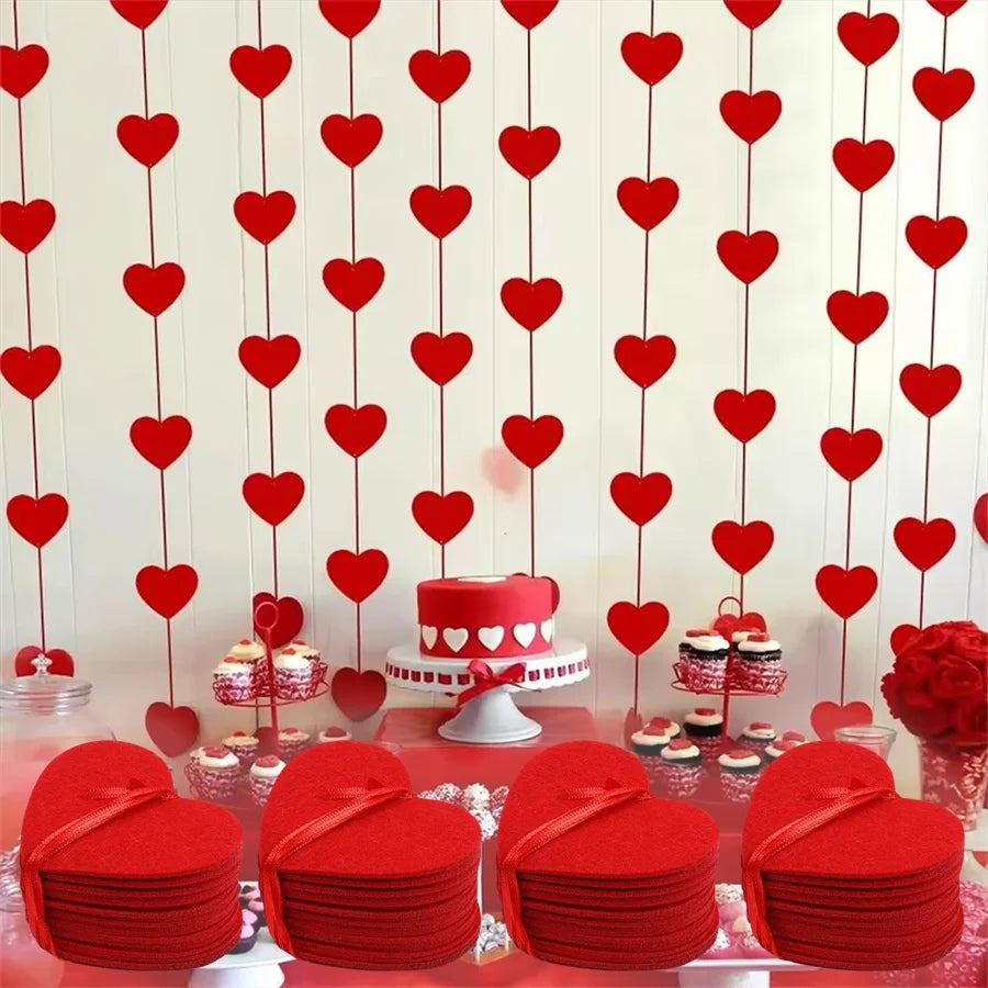 Heart Garland for Valentine's Day, 3 m String - Polyester