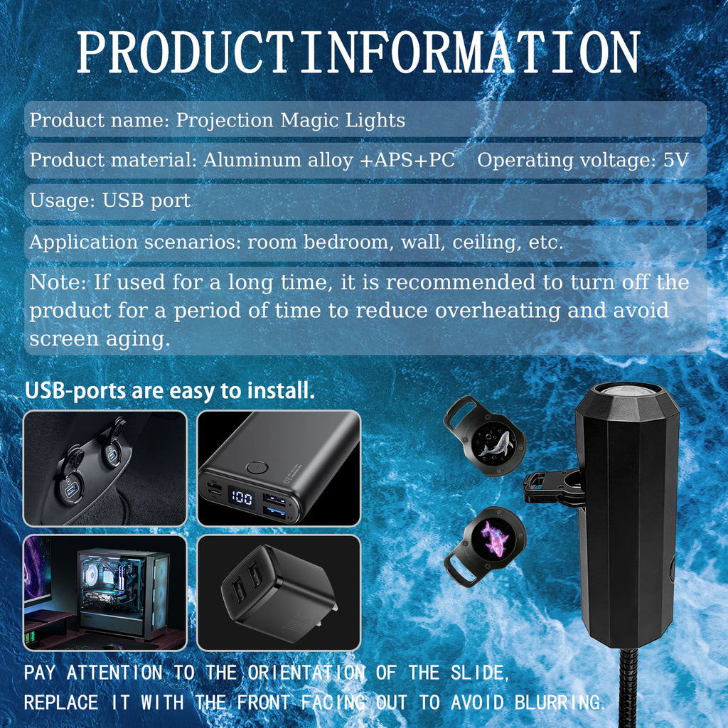 Ocean Projector USB Night Light - ABS