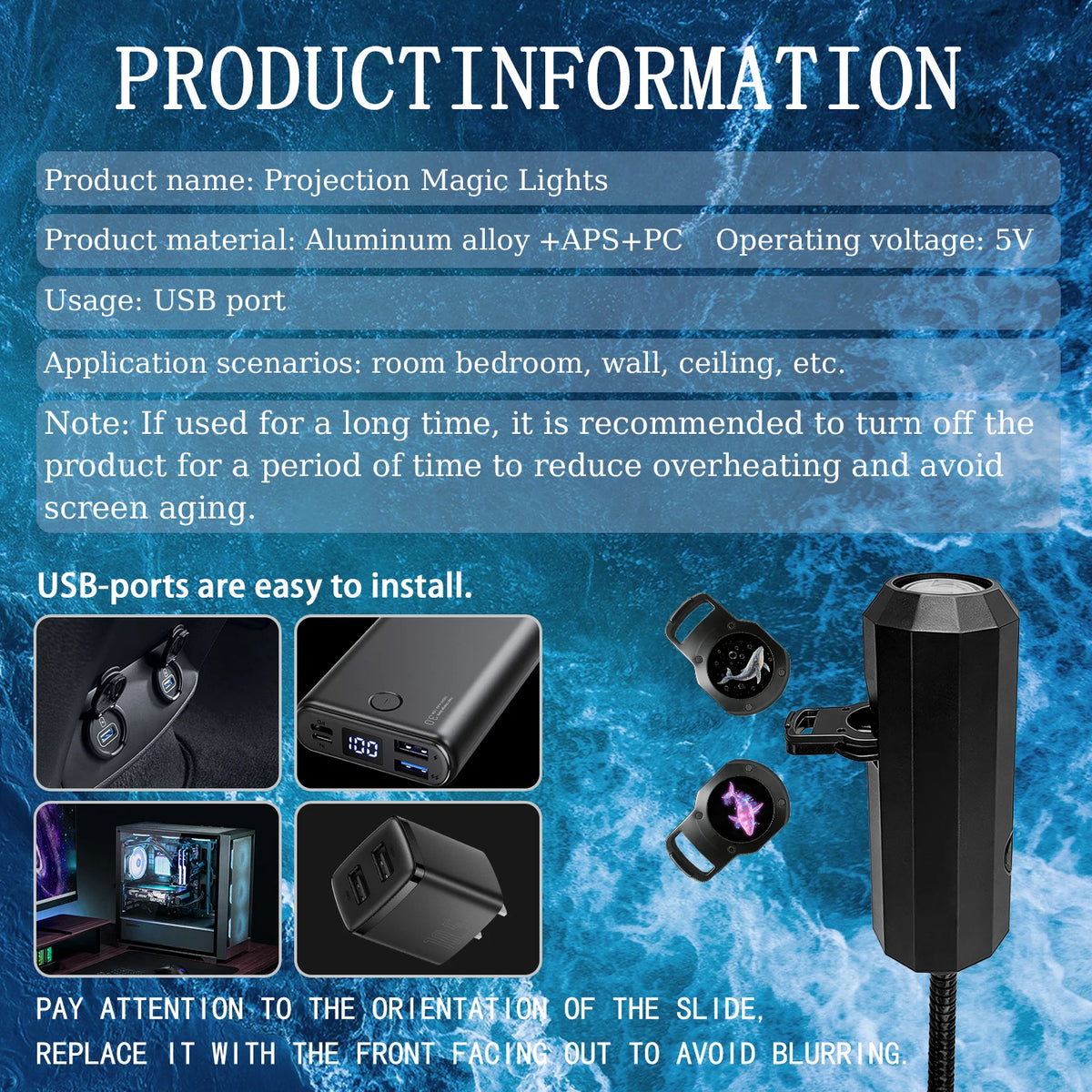 Ocean Projector USB Night Light - ABS