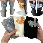 Cat Face Novelty Socks, 3 Pairs - Polyester