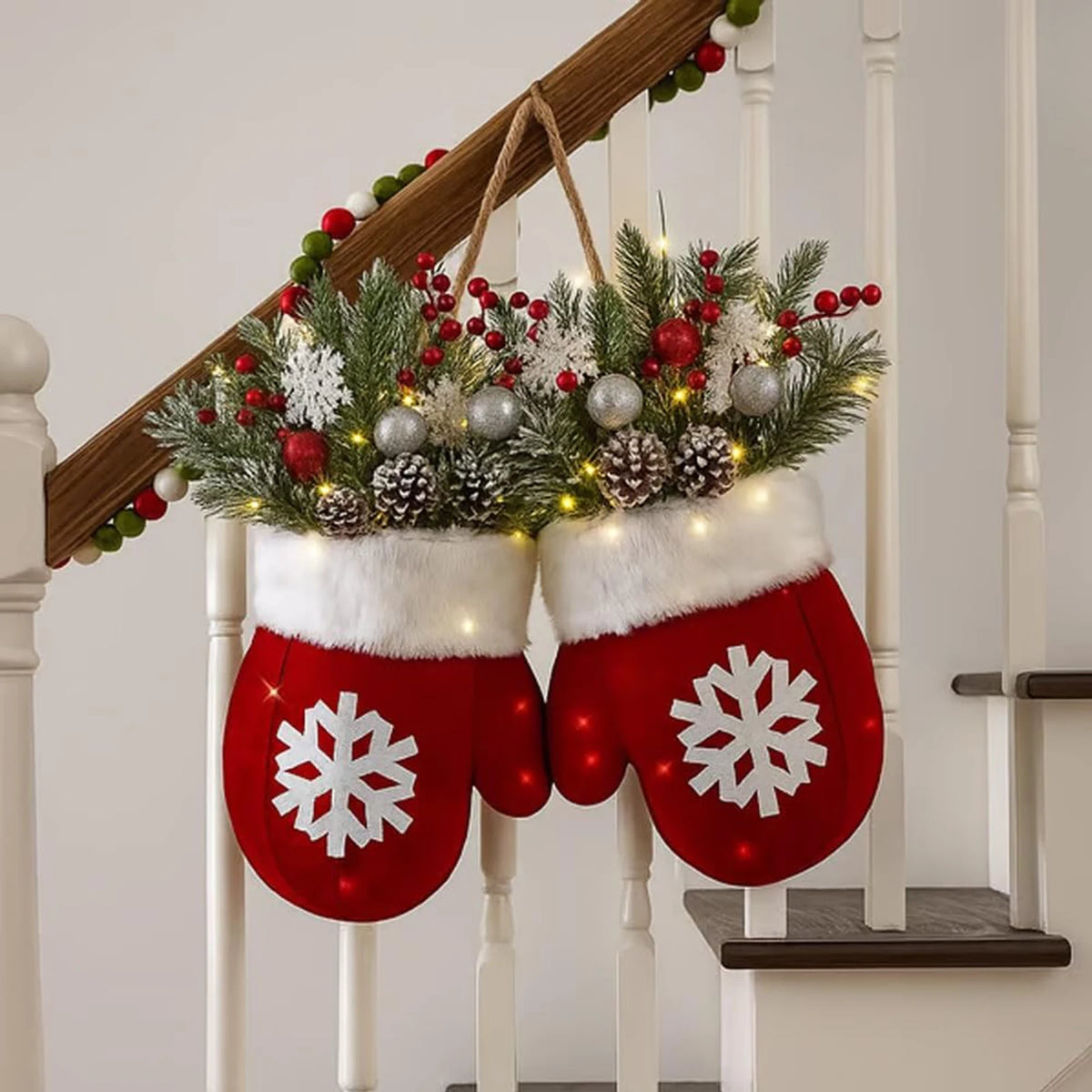 Glove Shaped Christmas Wreath for Door and Window
