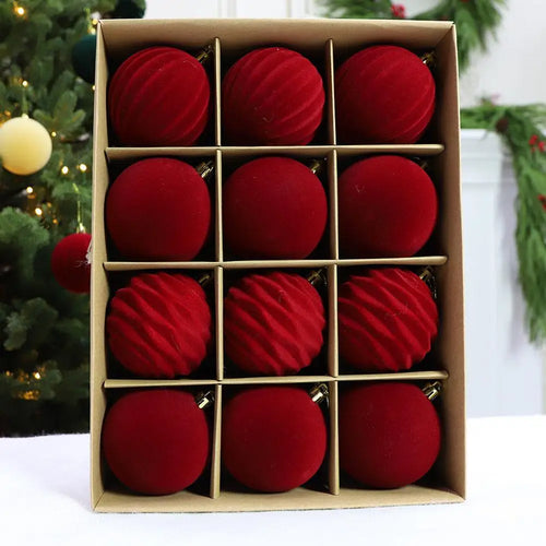 Velvet Flocked Christmas Baubles