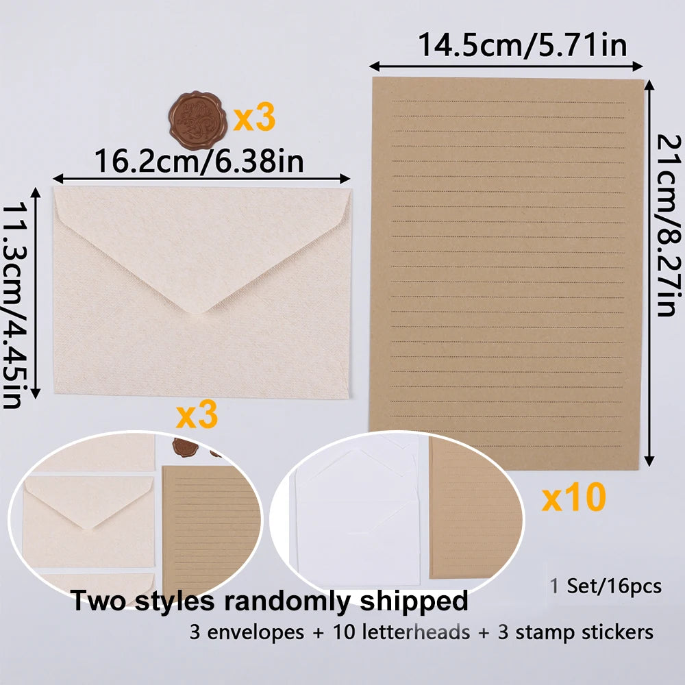 Letter Writing Set with Wax Seal Stickers - 32 pieces - Kraft brown