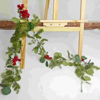 Christmas Eucalyptus Garland with Red Berries, 5.9 ft