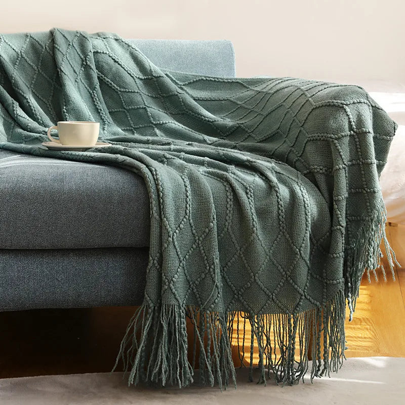 Lightweight Cable Knit Throw Blanket