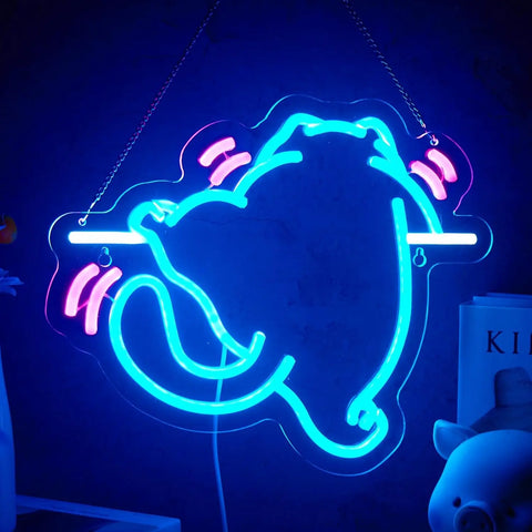 Cat LED Neon Sign, Dimmable USB Night Light