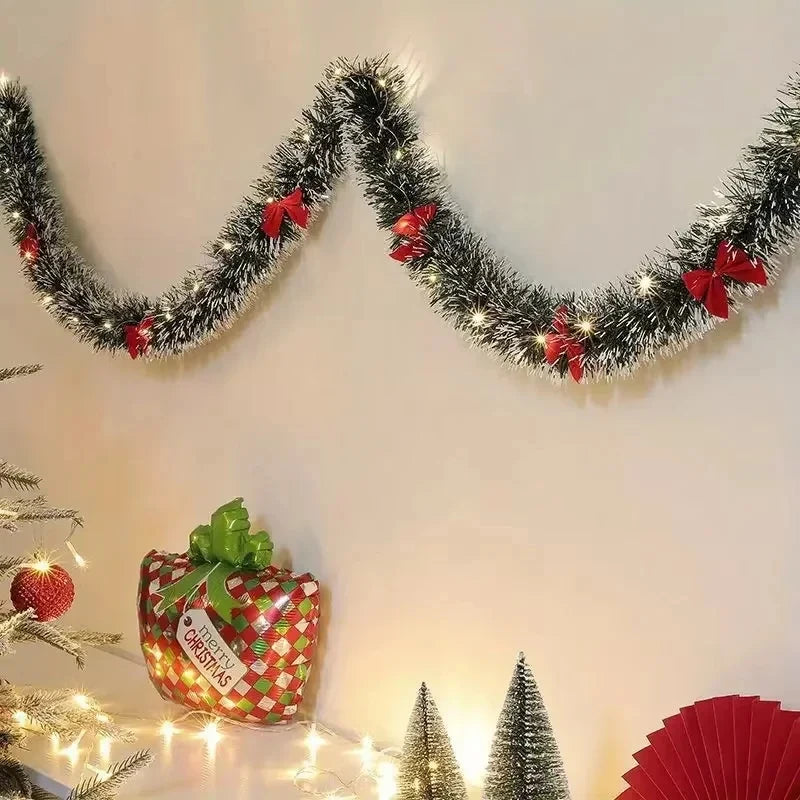 Christmas Tinsel Garland with LED Lights