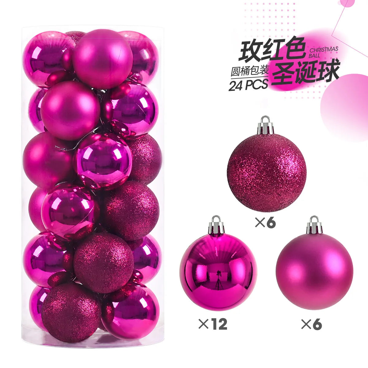 24-Piece Shatterproof Christmas Bauble Set