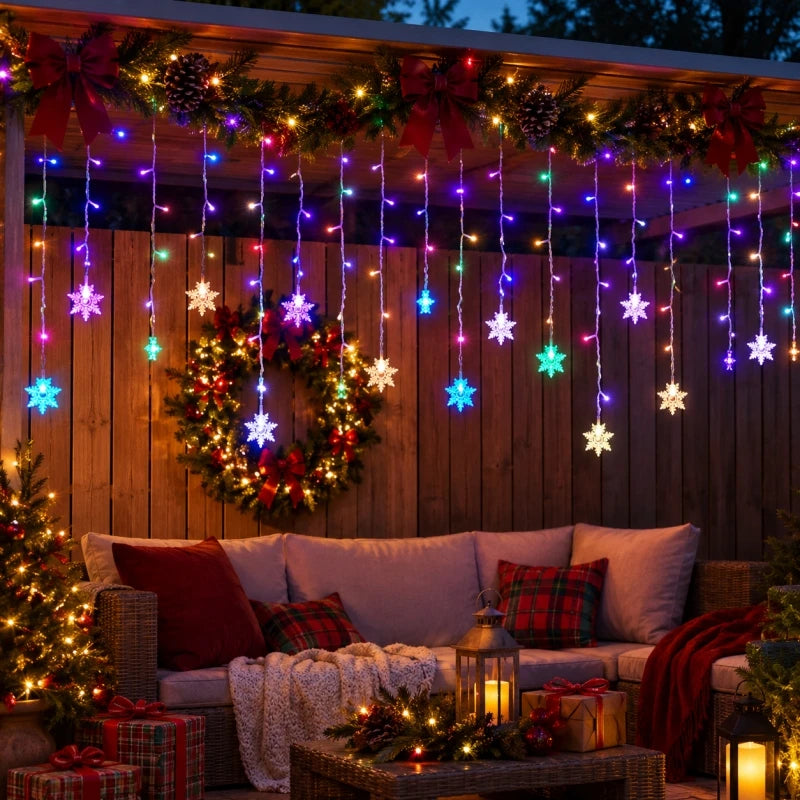 Solar Snowflake Ice Strip String Lights