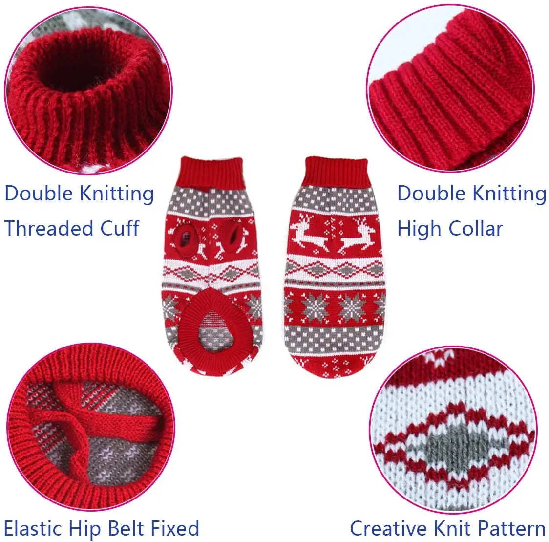 Knitted Reindeer Christmas Dog Jumper
