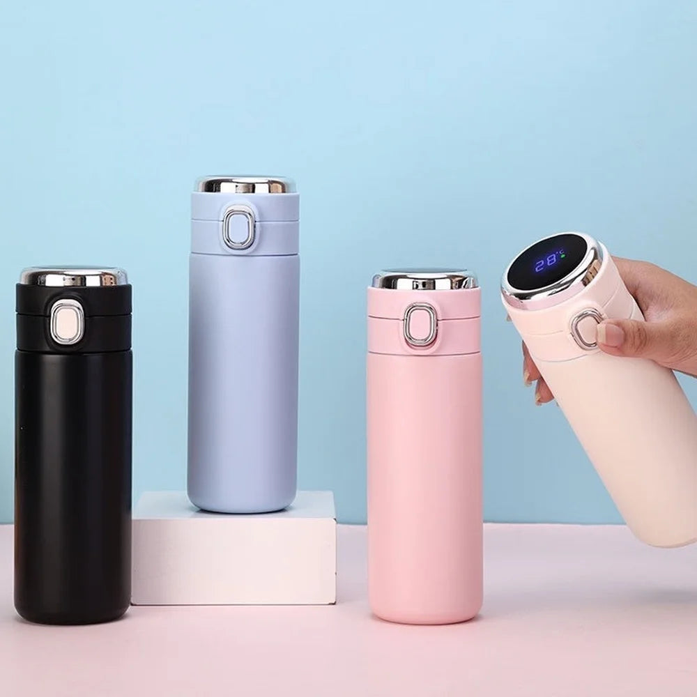Stainless Steel Vacuum Flask with LED Temperature Display - 400 ml