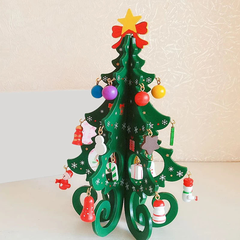 Wooden Christmas Tree Desktop Ornament