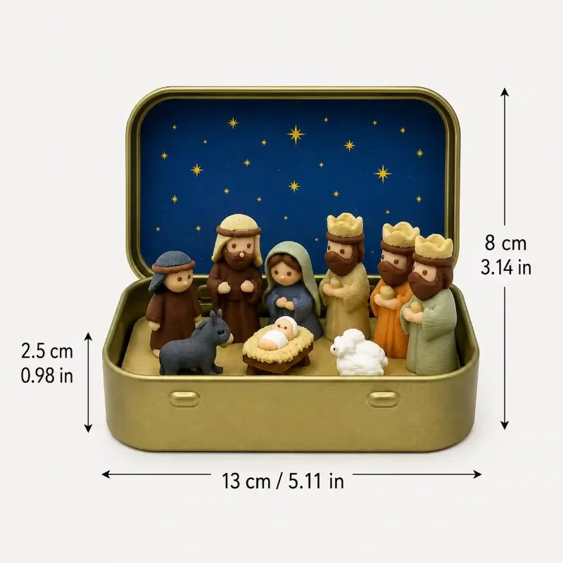 Mini Nativity Set in Gold Tin - PLA