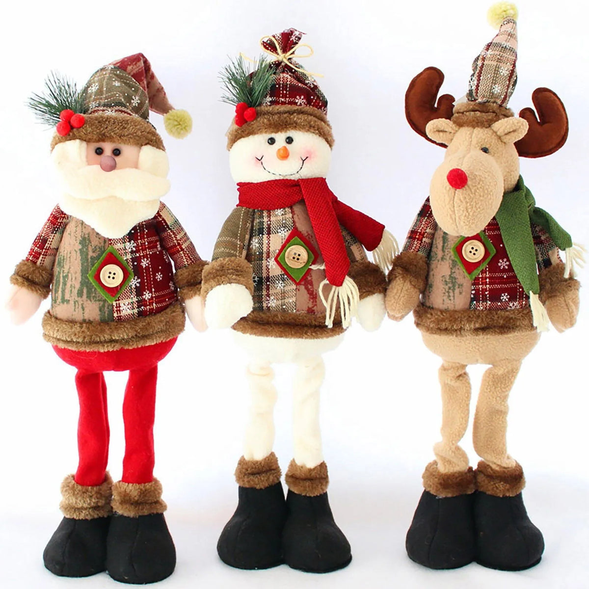 Long-Legged Plush Christmas Decorations, Santa, Snowman and Reindeer