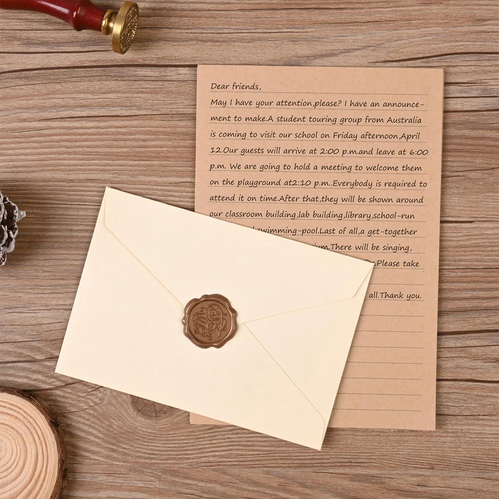Letter Writing Set with Wax Seal Stickers - 32 pieces - Kraft brown
