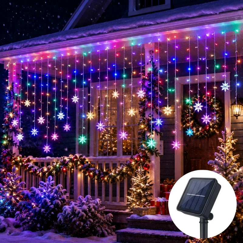 Solar Snowflake Ice Strip String Lights