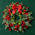 Large Christmas Wreath with Red Bow and Berries