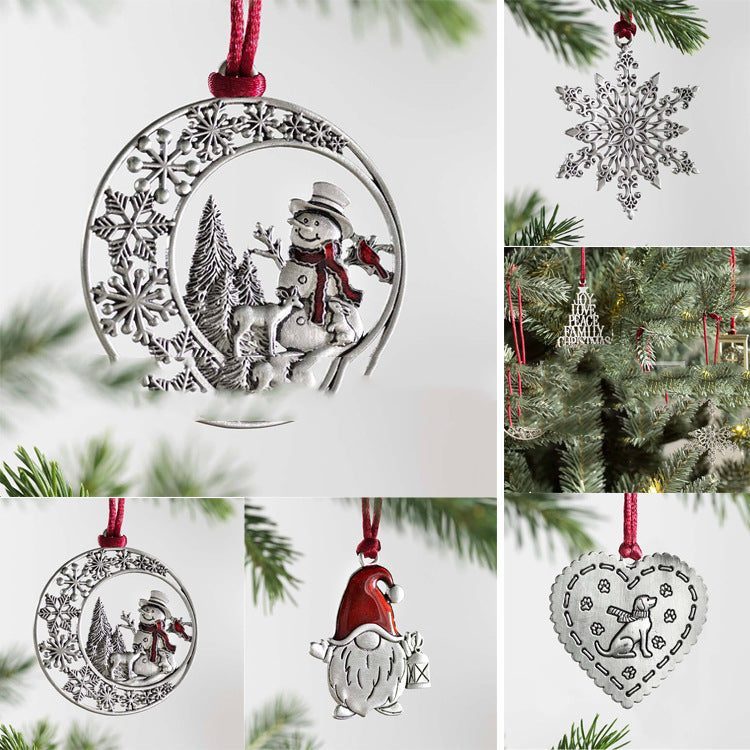 Tin Christmas Tree Ornament, 6cm Round
