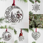 Tin Christmas Tree Ornament, 6cm Round