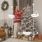 6 Ft Flocked Christmas Tree with Hinged Branches - Green