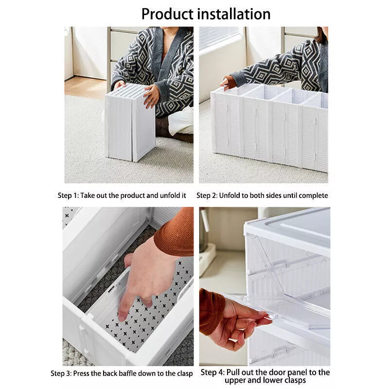 Stackable Foldable Shoe Storage Box - 6 Boxes - Clear