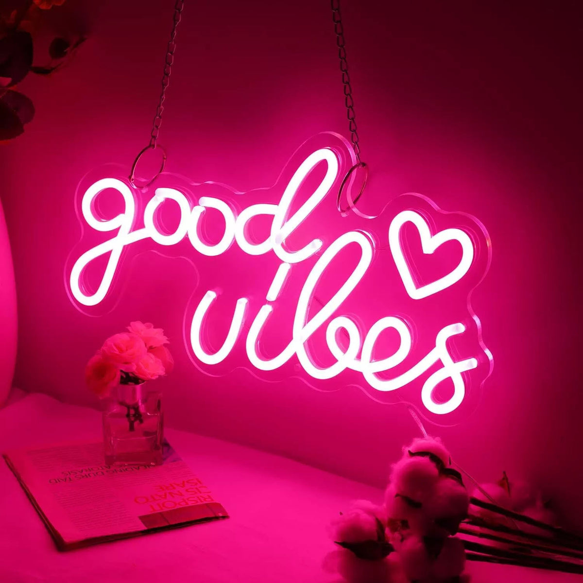 Pink Good Vibes LED Neon Sign