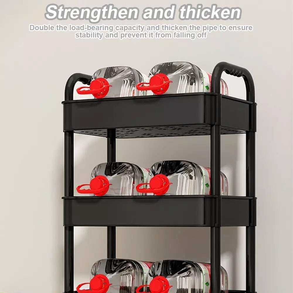 3Tier Rolling Cart Storage Trolley Kitchen Bathroom Laundry Organiser Rack Black
