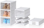 Stackable Foldable Shoe Storage Box - 6 Boxes - Clear