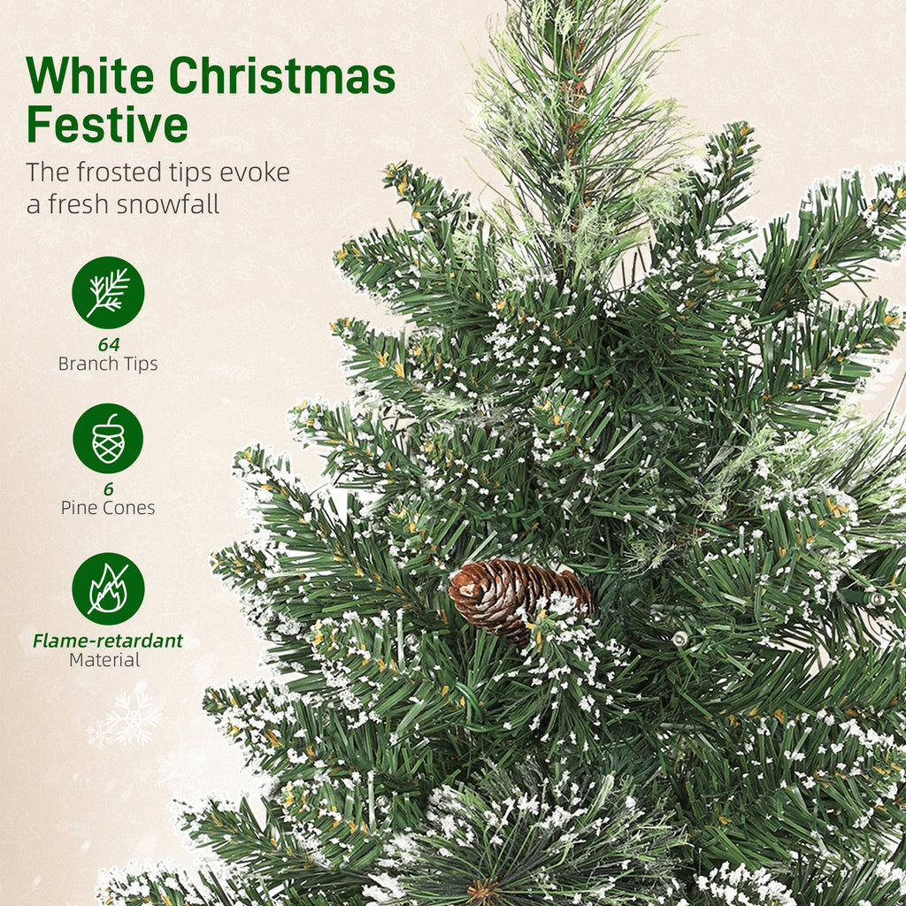 Prelit Snow Flocked Tabletop Christmas Tree, 60 cm - Green