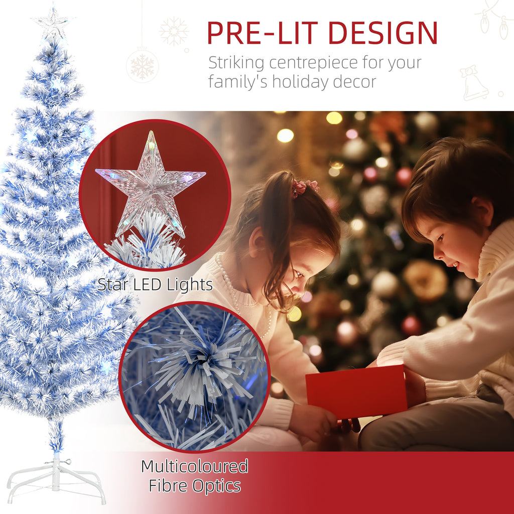 6ft Pre-Lit Fibre Optic Christmas Tree - White Blue