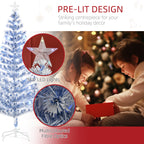 6ft Pre-Lit Fibre Optic Christmas Tree - White Blue
