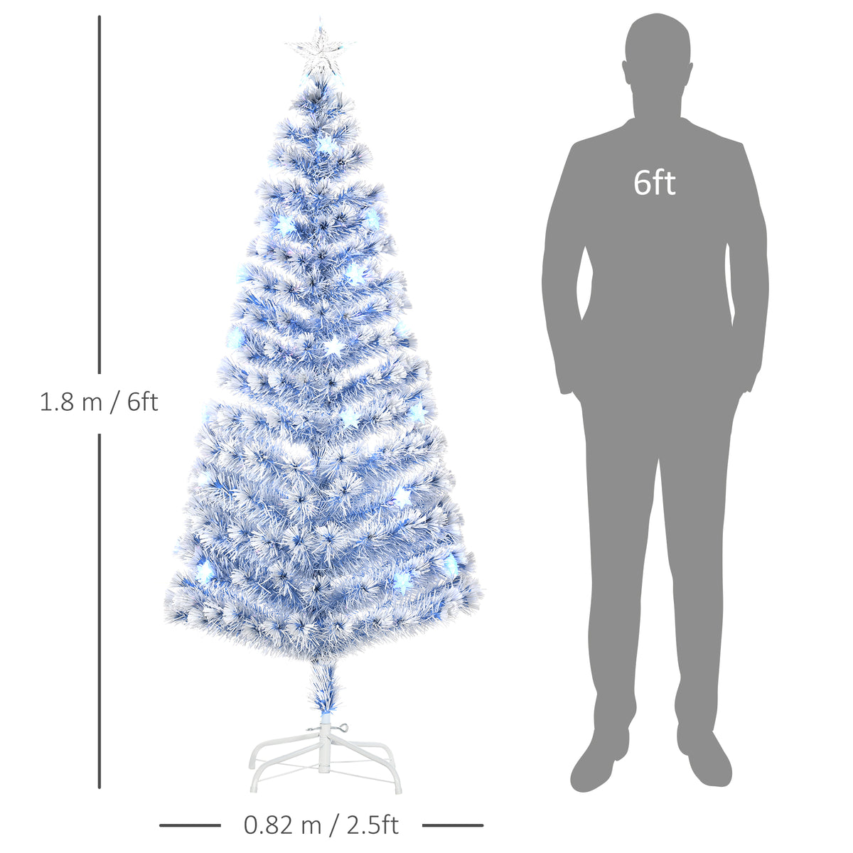 6ft Pre-Lit Fibre Optic Christmas Tree - White Blue
