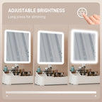Rechargeable LED Makeup Mirror with Storage Box - 1000 mAh battery - White