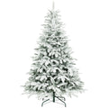 6 Ft Flocked Christmas Tree with Hinged Branches - Green