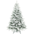 6 Ft Flocked Christmas Tree with Hinged Branches - Green