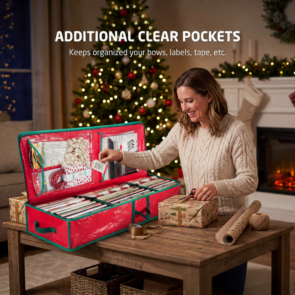 Wrapping Paper Storage Bag, Fits 20+ Rolls